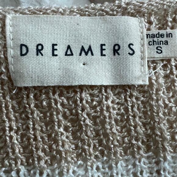 Dreamers‎ Long Sleeve Brown Cream V Neck Sweater Size Small - Picture 6 of 7